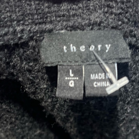 Theory large wool black open cardigan old money timeless sophisticated - Picture 2 of 3